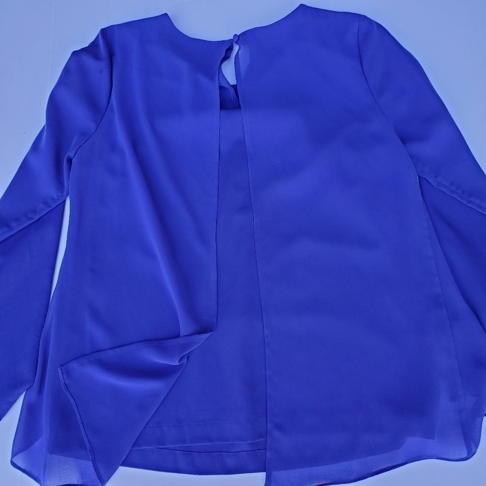 1 State Blue layered blouse S back detail - Picture 2 of 5